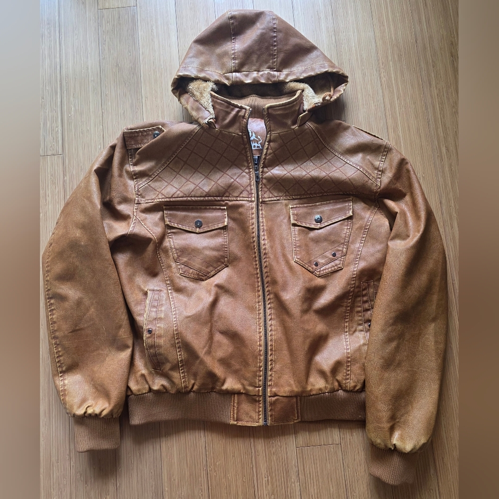 David Luxury Faux Leather Jacket 3XL